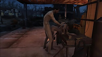 Pertemuan Erotis Di Sanctuary, Menampilkan Seorang Gadis Berambut Coklat Muda Dari Fallout 4